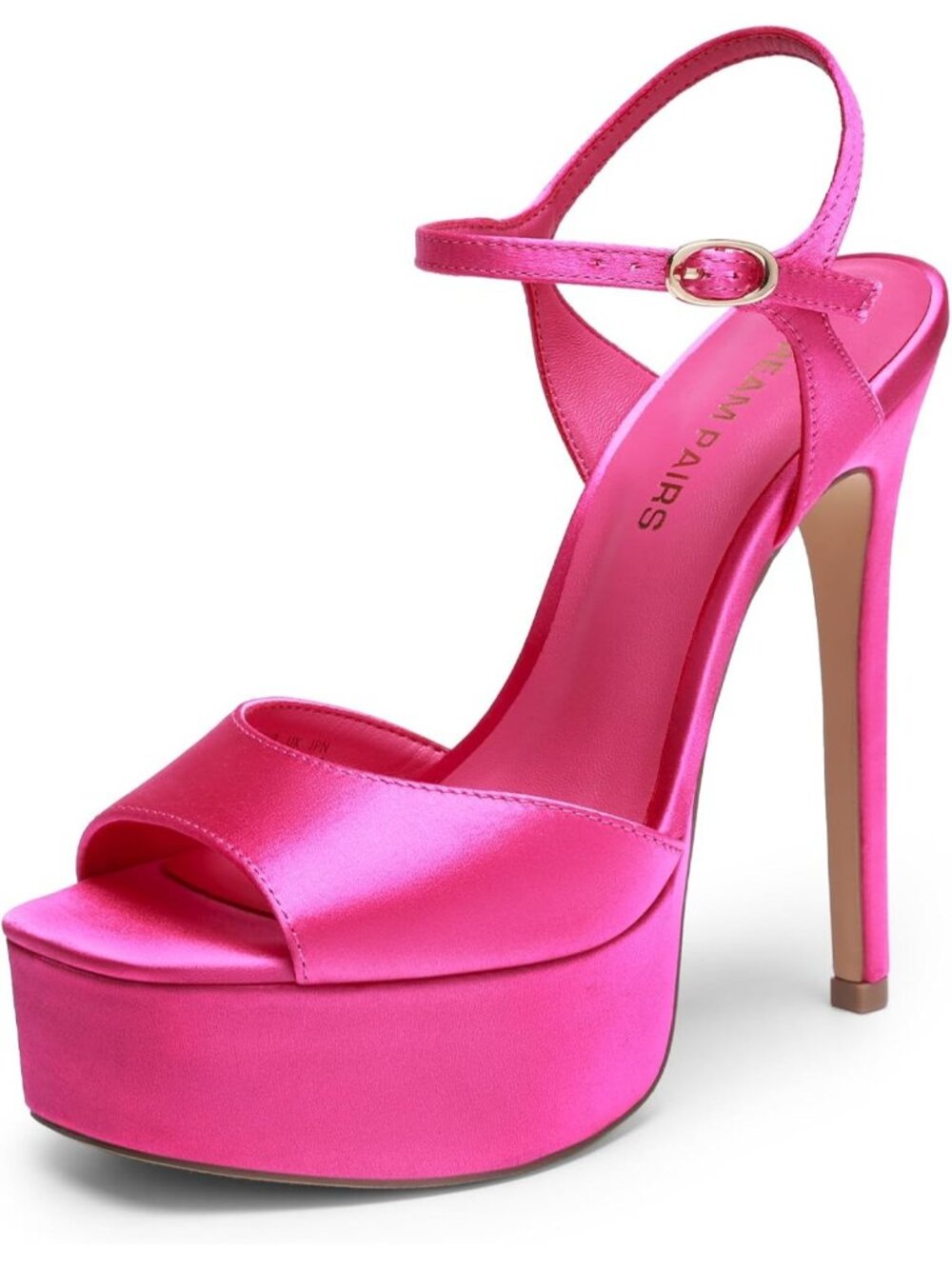 Women's Pink High Platform Heel 5.75 Open Square Toe Ankle Strap Heeled Sandals
